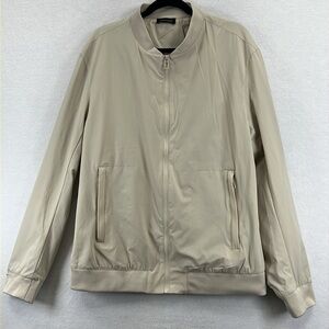 Tahari Bomber Jacket XXL Sand Lightweight Lined Nylon/Elastane/Polyester NWT
